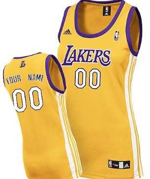 Women%27s Customized Los Angeles Lakers Yellow Jersey